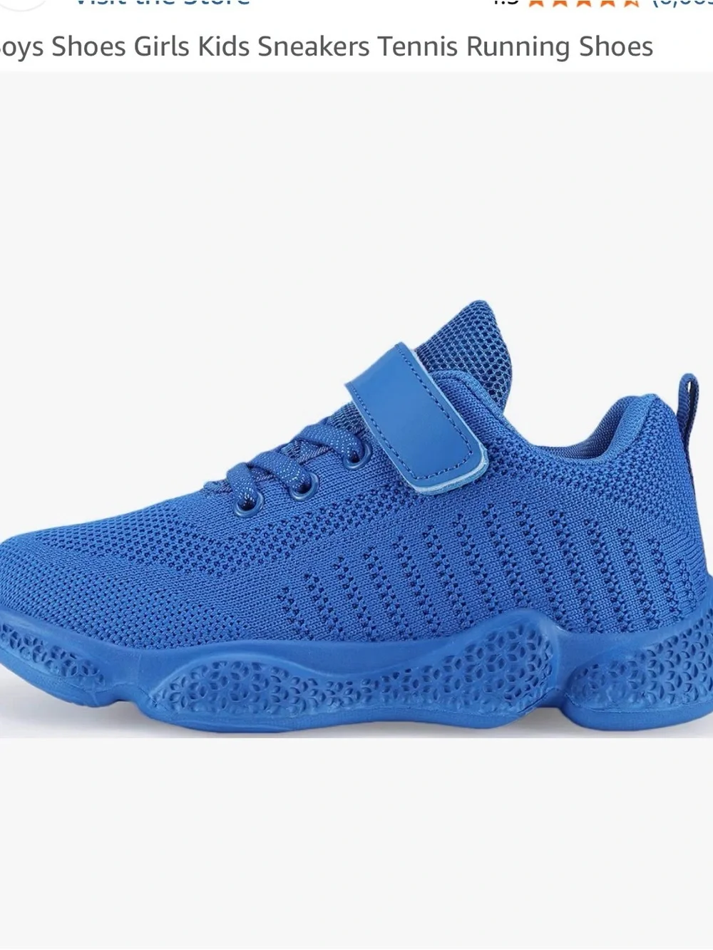 Kids Lightweight Blue Knit Sneakers with Hook-and-Loop Strap